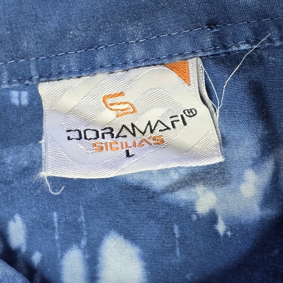 Doramafi Blue Button-Up Shirt with Red Dragon Design Size L - Picture 7 of 10